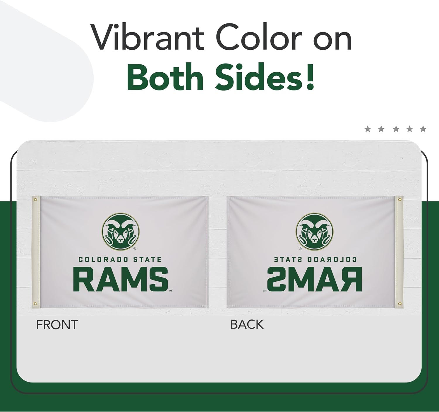 Colorado State Rams College Sports Printed Flag - NCAA Licensed - Nylon - School Banner (White, Green) (2' x 3')