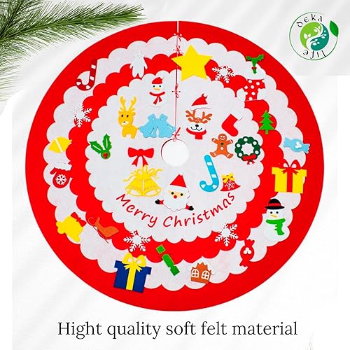 Miniatura 3 de Falda de árbol de Navidad para árbol de 7 pies, falda de árbol de Navidad de 48 pulgadas, decoración navideña, regalo interactivo, decoraciones de