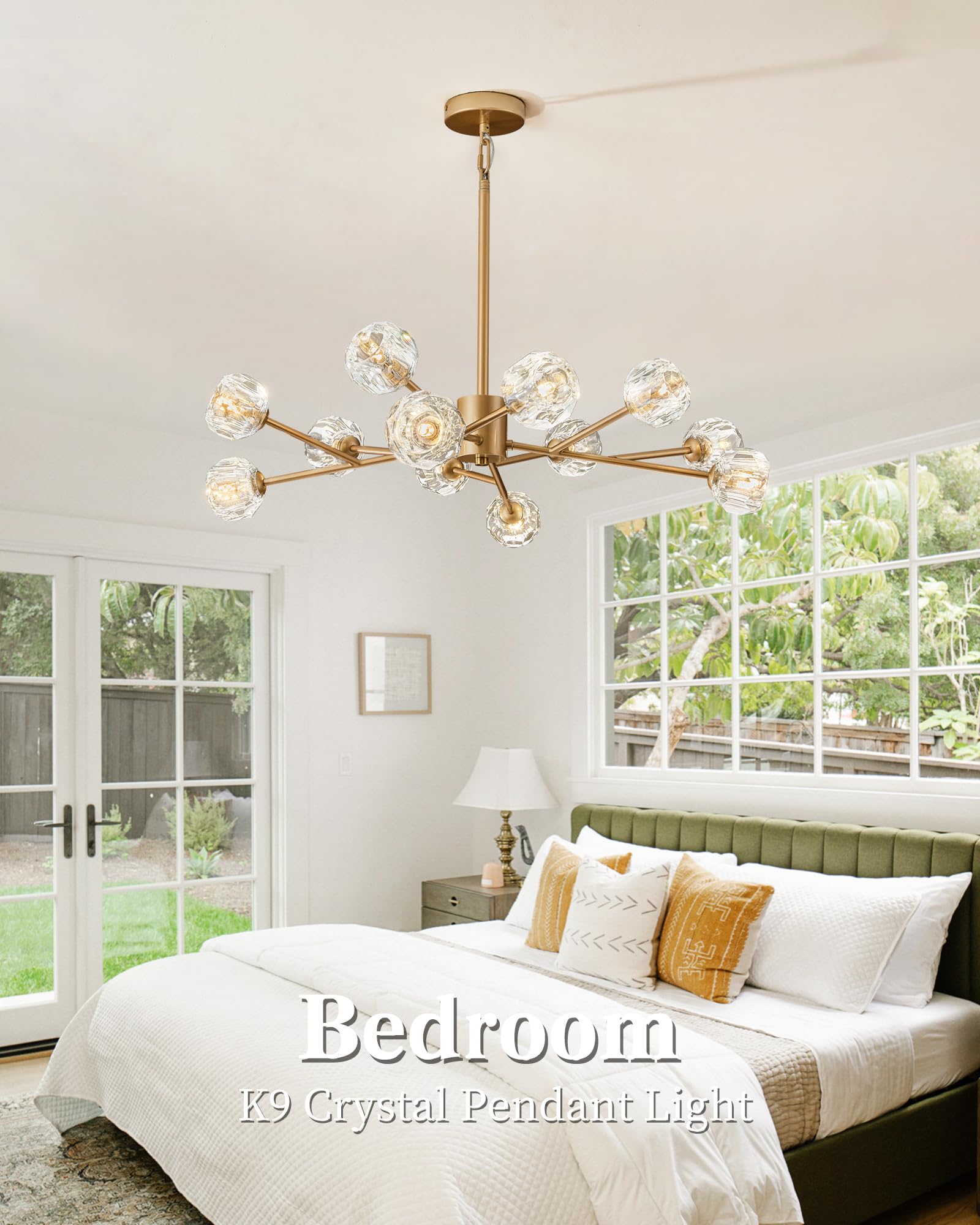 The Best Modern Chandeliers in 2026 2 Gold Sputnik Chandeliers for Dining Room Light Fixture Over Table, Modern Crysta - product photo