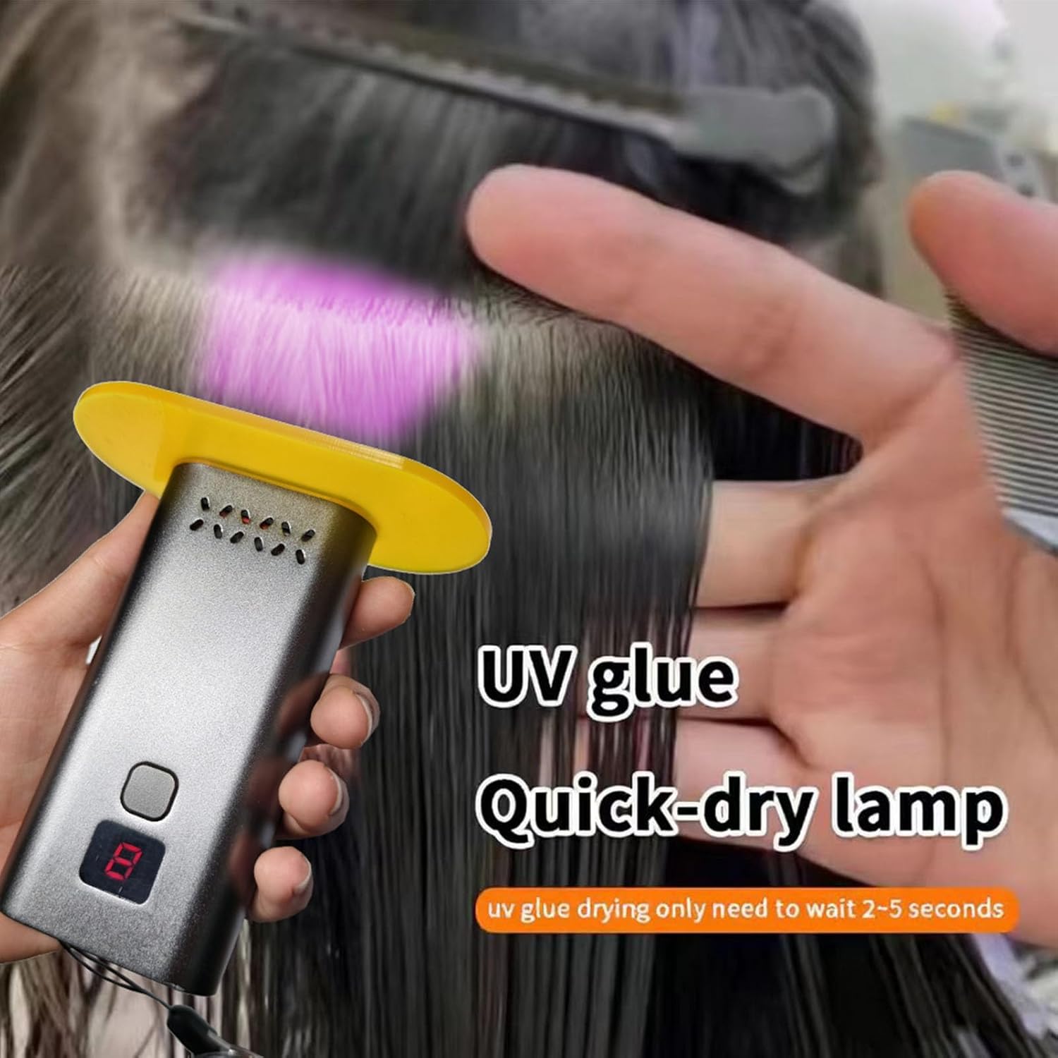 Zunate Hair Extension Lamp, LED Fast Curing Wig Glue Light Portable Battery Powered for Home and Barber Shop Styling