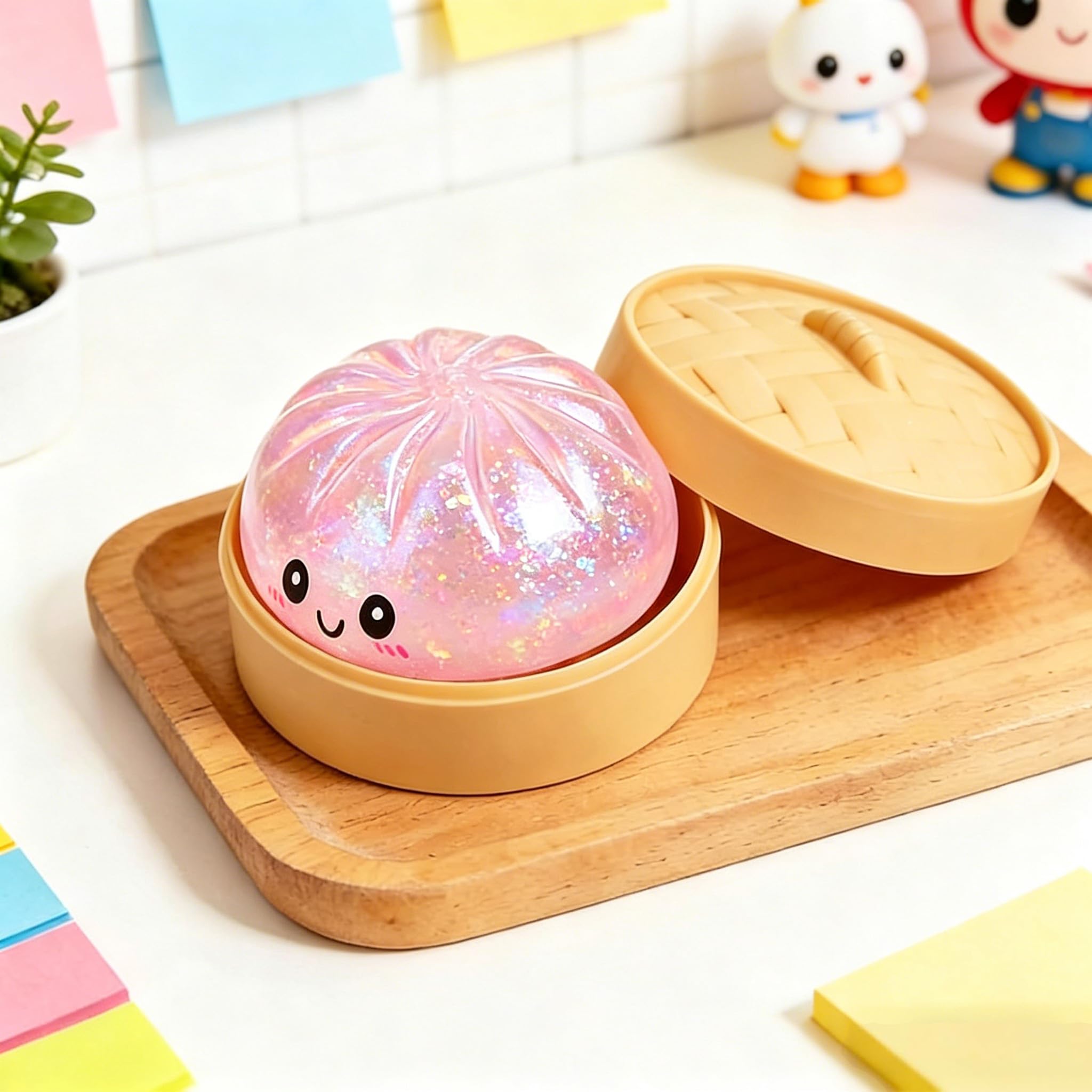 2026 New Pink Glitter Dumpling Squishy, Slow Rising Stress Relief Fidget for Adults, Soft Sensory Squeeze for Anxiety Relief, Office Desk Decor and Stress Buster, Party Favor Gift — view 7