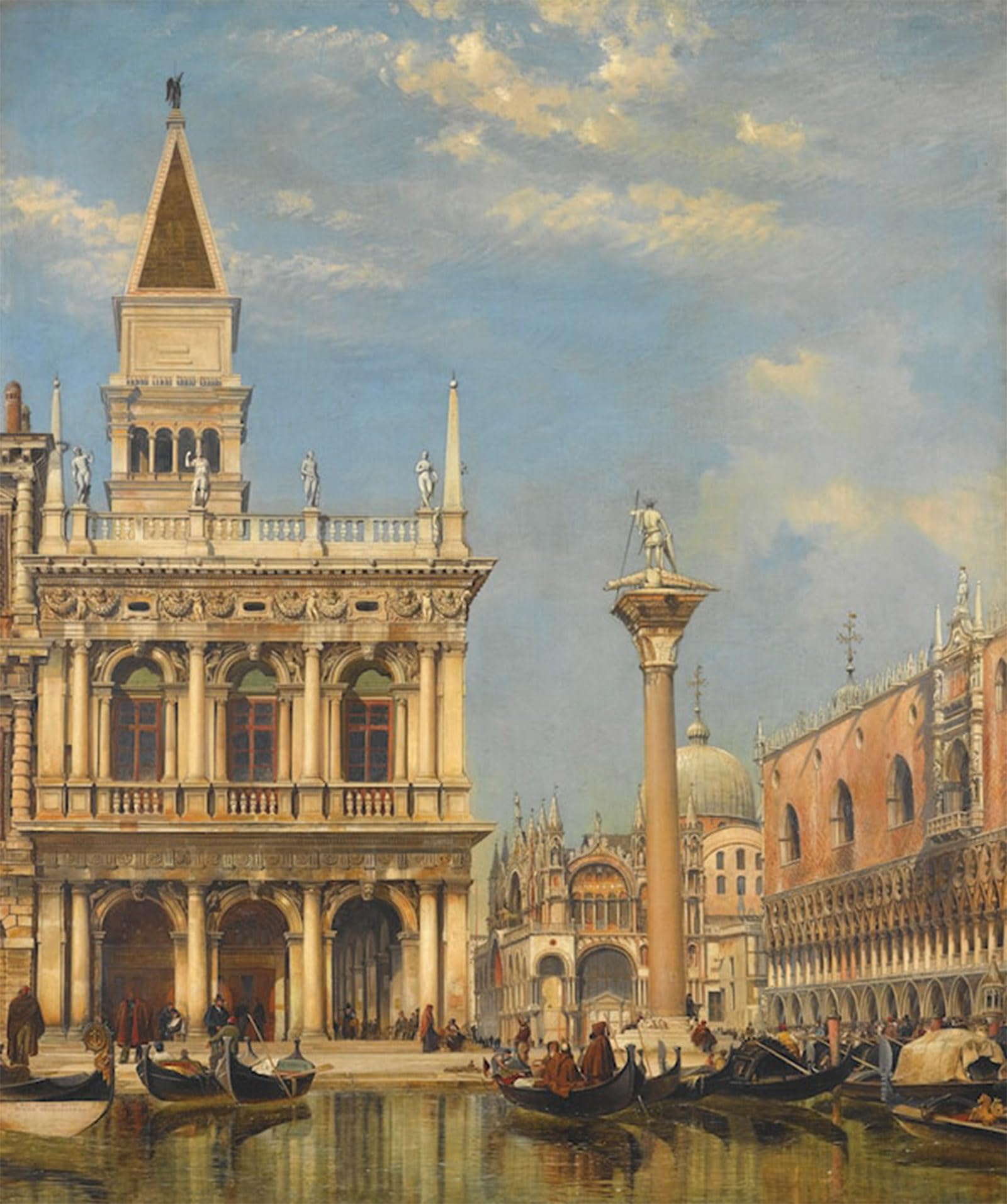 ARTXLXXBN Famous Painting Canvas Artwork Graffiti Print the Piazzetta of St Mark by Edward William Cooke Portrait Canvas Image for Home Decor 60x90cm