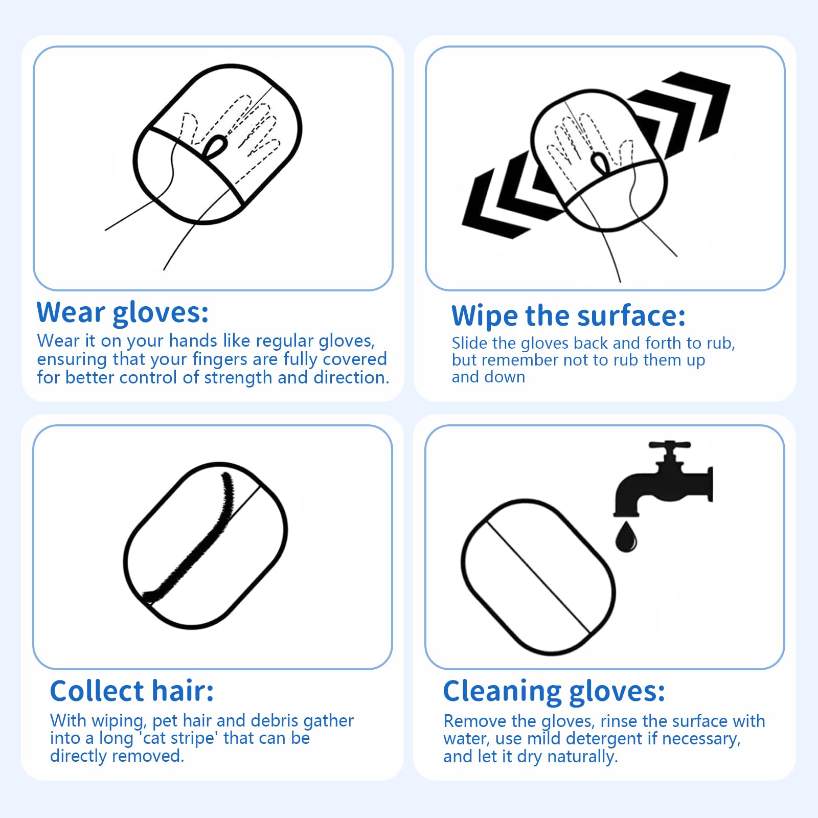 2 Pièces Gants d'épilation d'animaux, Gants d'épilation électrostatiques, Brosse Anti Poils Animaux, Gant pour enlever Les Poil de Chat, pour Le Nettoyage, L'épilation Et La Beauté
