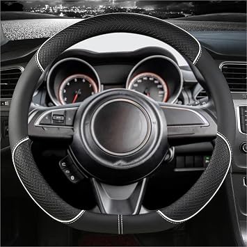 PU Leather D Shape Car Steering Wheel Cover For Suzuki For Swift For Dzire 2017-2024 Accessories Car Steering Wheel CoversWHITE
