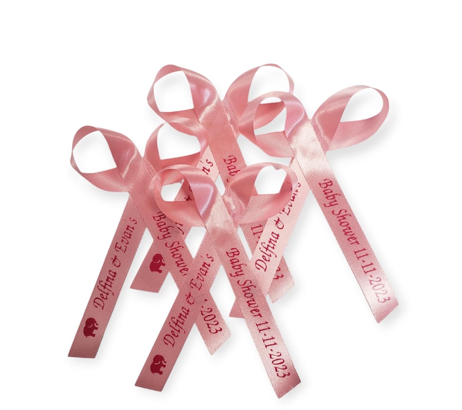 25 Personalized Ribbons for Baby Shower Bridal Shower or Wedding Favors Memorial Funeral Fundraiser Fully Assembled