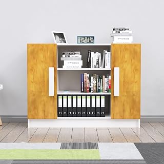 Bniture Storage Cabinet Wooden Sideboard for Living Room with 3 Shelf & 2 Door Multipurpose Book Shelf Storage Organizer C... Price In India