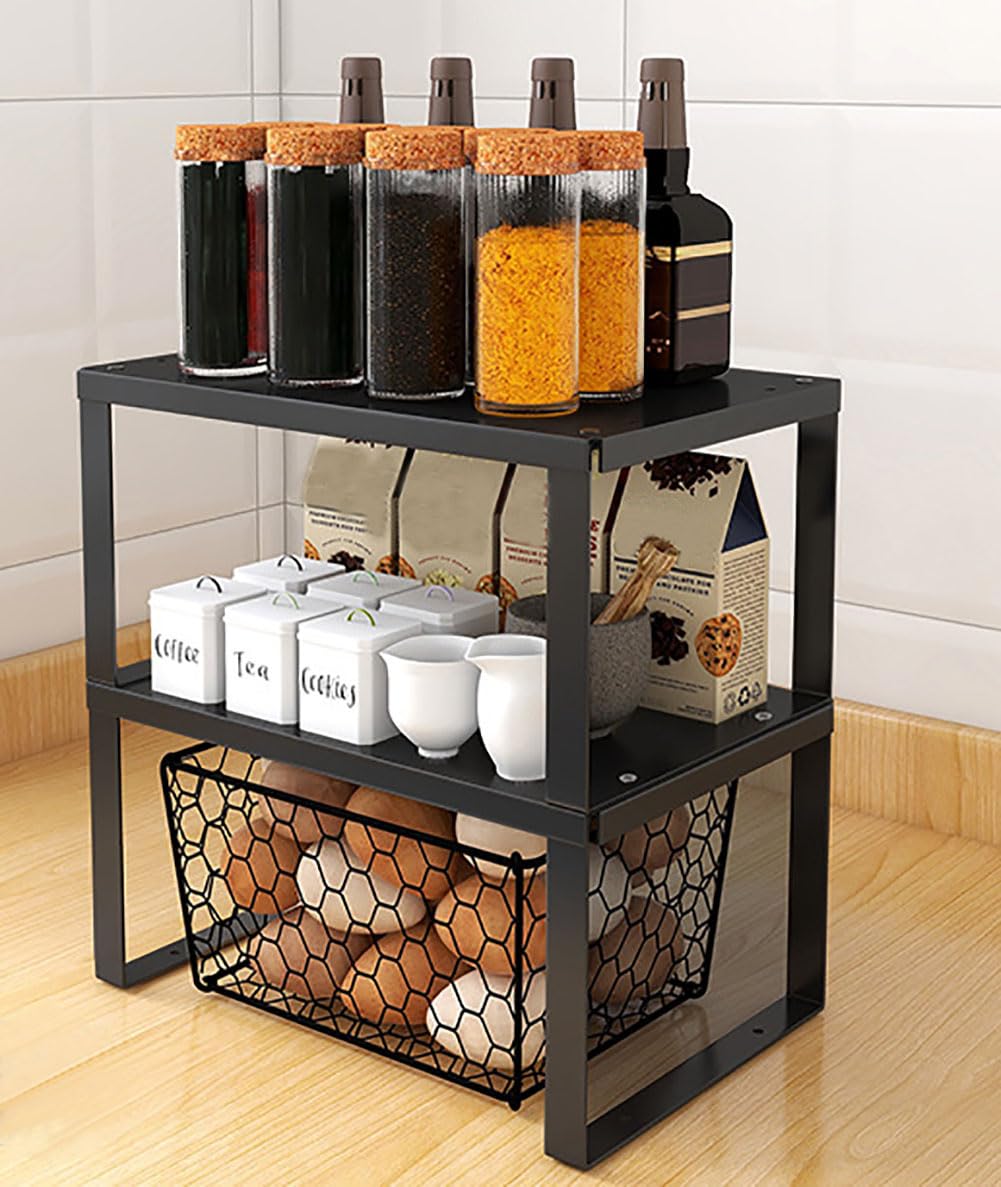 Scaffale Metallico Impilabile YunNasi - Organizer Per Cucina 30x20x15cm
