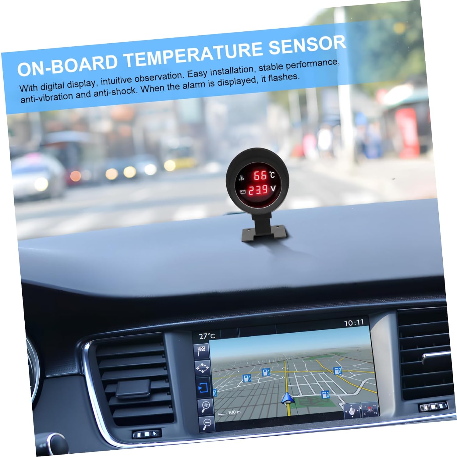 Automotive Water Temperature and Voltage Gauge Easy Installation Dual Functionality Construction Accurate Readings for Cars and Vehicles