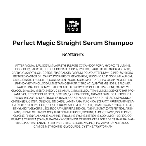 Miniatura 8 de Mise En Scene Perfect Serum Magic Straight Shampoo  Anti-Frizz, protector del calor, efecto alisador de cabello, champú coreano para control del