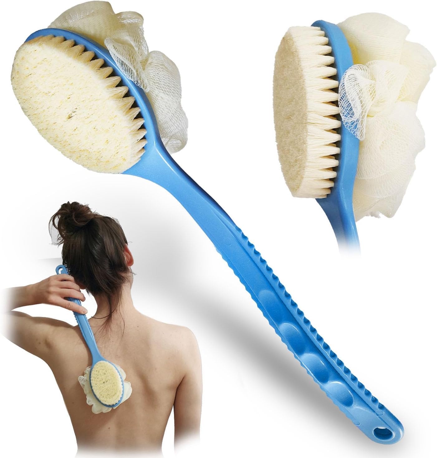 Padchaaya Silicone Body Scrubber, Long Handle Back Scrubber for Shower Brush,Exfoliating Body Scrubber, Shower Scrubber for Body Brush, Soft Silicone Bath Brush for Men,Women&Kids, with a Free Hook (Multicolor)