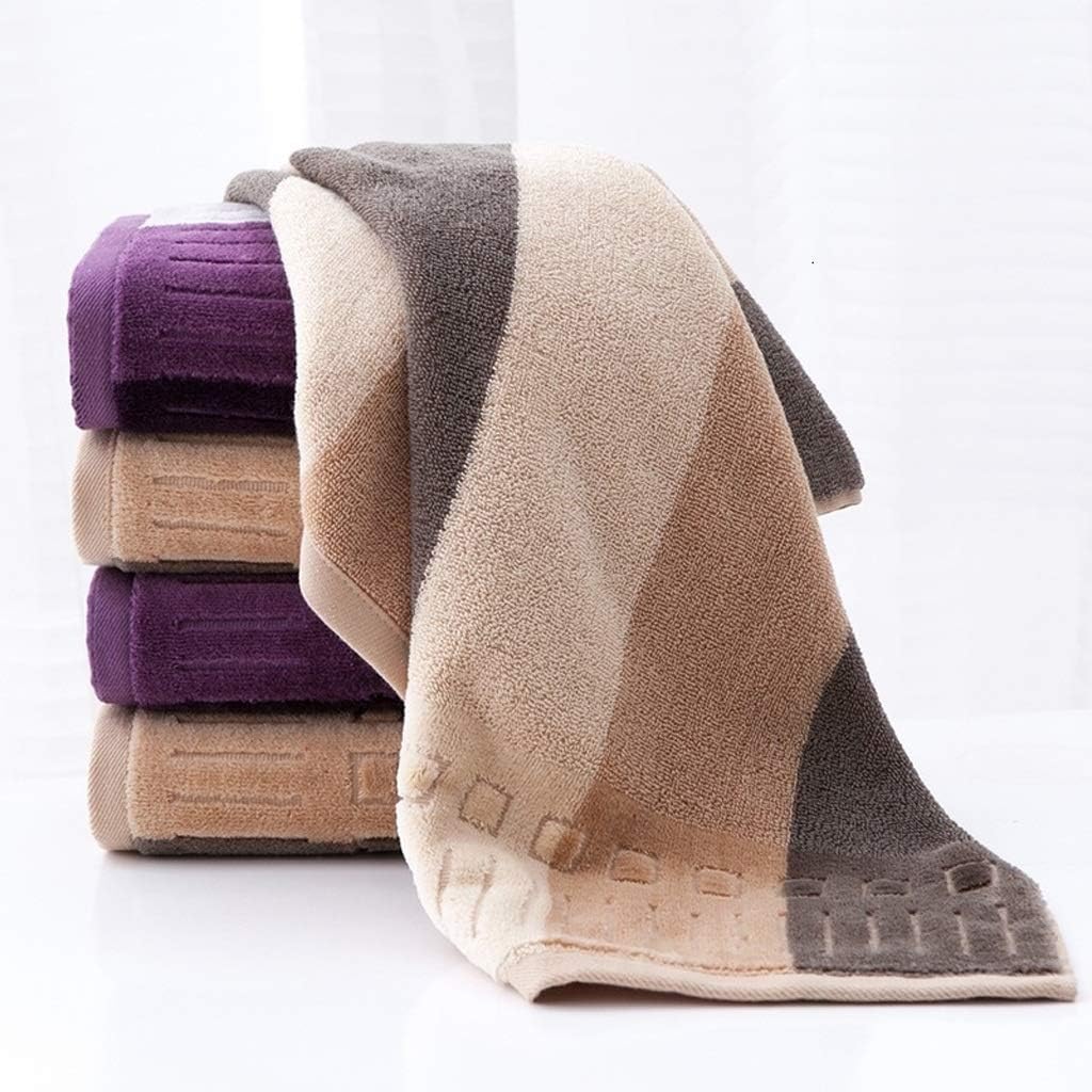 2 Pieces，Square 34cm Cotton Dark Striped Hand Towel Not Lint Quality Handkerchief Cleaning Towel Out to Children's(D)