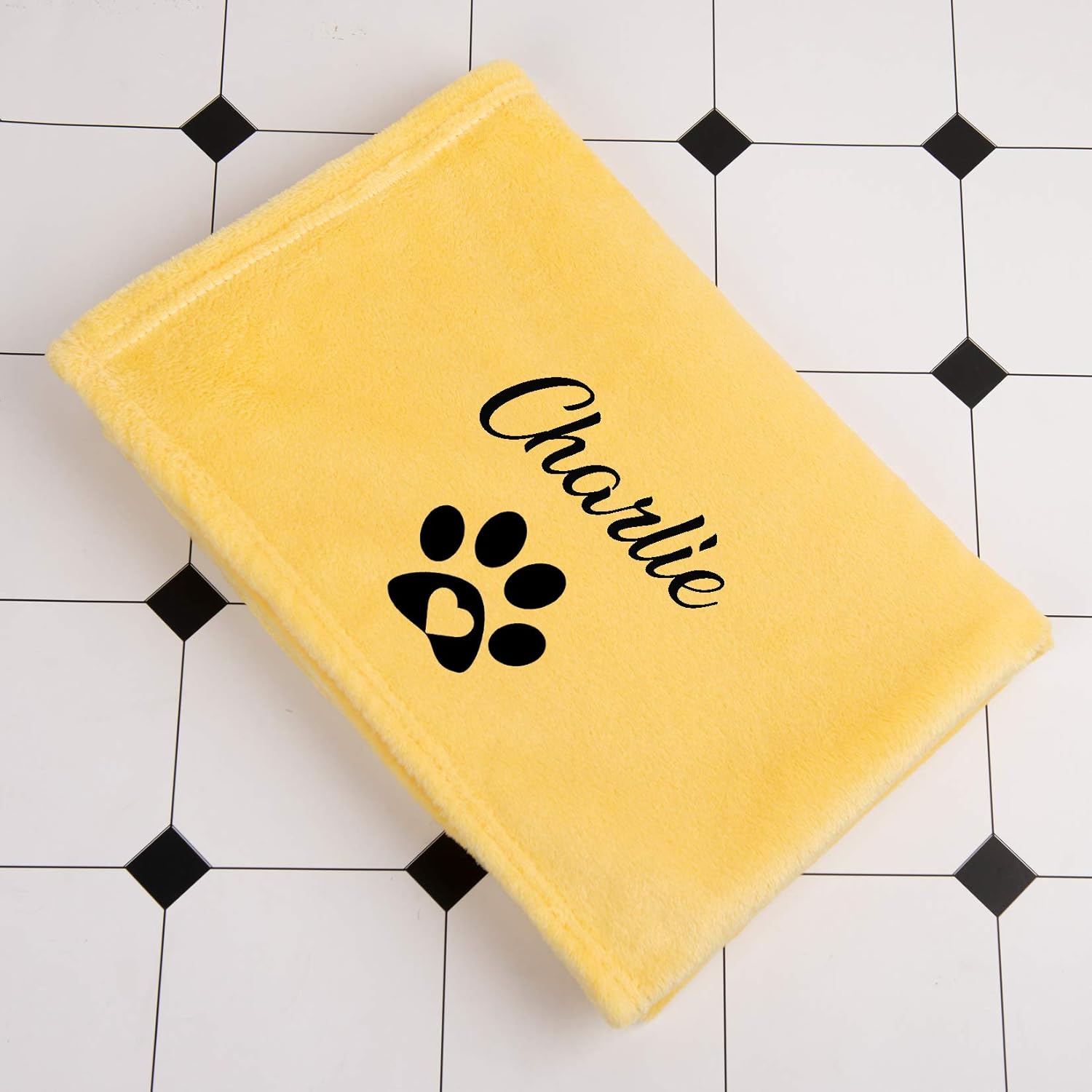 review Personalized Dog Blanket, Cozy Fleece Paw Print Pet Cover, Custom Name Gift for Dogs, Puppies, Cats and Kittens