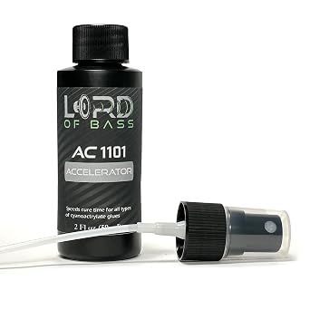 Lord of Bass 2oz CA Glue Accelerator Spray Activator/Kicker for Cyanoacrylate Super Glue, Compatible with Thin, Medium, Thick & Black Rubber Toughened CA Speaker Repair, Woodturning, RC Hobby