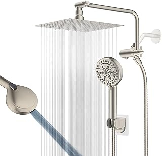 10" Metal Rainfall Shower Head with 10-Mode Handheld, Brushed Nickel