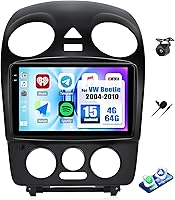 Vista 1 de 4+64G Android 15 Estéreo de coche para VW Beetle 2004-2010 con Carplay inalámbrico Android Auto, 9 pulgadas 1280 * 720P IPS pantalla táctil