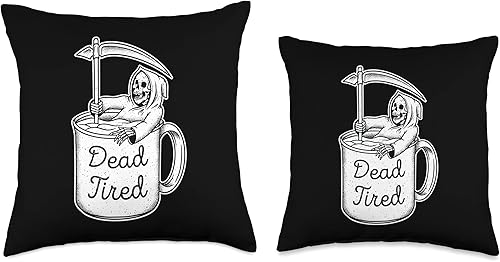 Miniatura 3 de Dead Tired Skeleton Needs, Almohada para amantes del café, 16 x 16, multicolor
