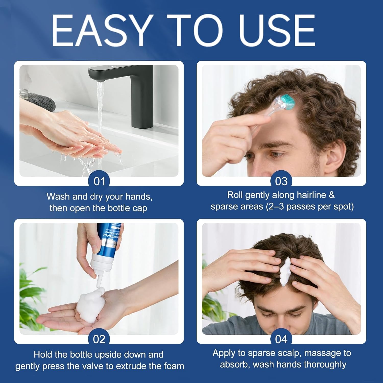 Extra Strength 5% Minoxidil Foam with Biotin – Unscented, Unisex Hair Growth Treatment for Thicker, Fuller Hair & Beard (14.77 oz, 7–8 Month Supply)