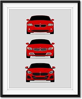 BMW Z4 Generations Inspired Poster Print Wall Art Handmade Decor of the History and Evolution of the BMW Z4 (E85 E86, E89, G29) (Unframed)