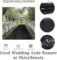 Vista 5 de ShinyBeauty Pasillo de Lentejuelas Negras Brillantes de 2 pies x 15 pies Alfombra Brillante para Bodas, Graduaciones, Fiestas, Alfombra Negra