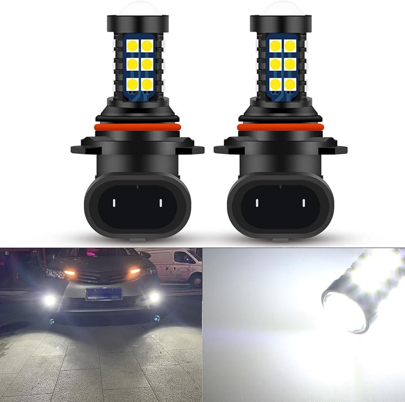Lâmpadas LED automotivas 9005 9006 HB3 HB4 H10 GLOFE 6000K branca para farol de neblina, DRL e luz de condução – 2 unidades