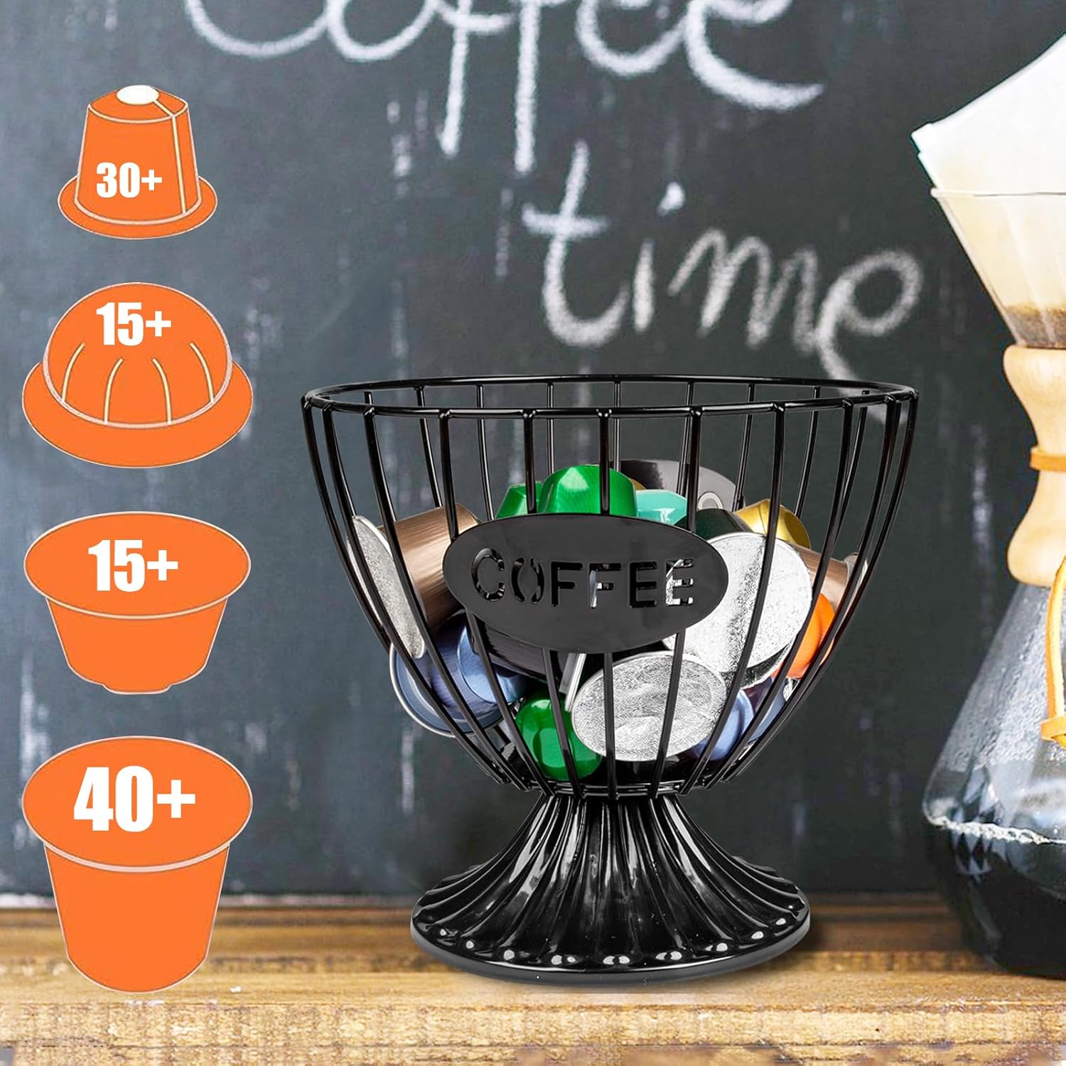 Coffee Pod Holder K Cup Holders for Counter Large Capacity Minimalist Style K Cup Organizer Pod Organizer for Kitchen Office Bar Accessories Decor for Coffee Lovers (Black)