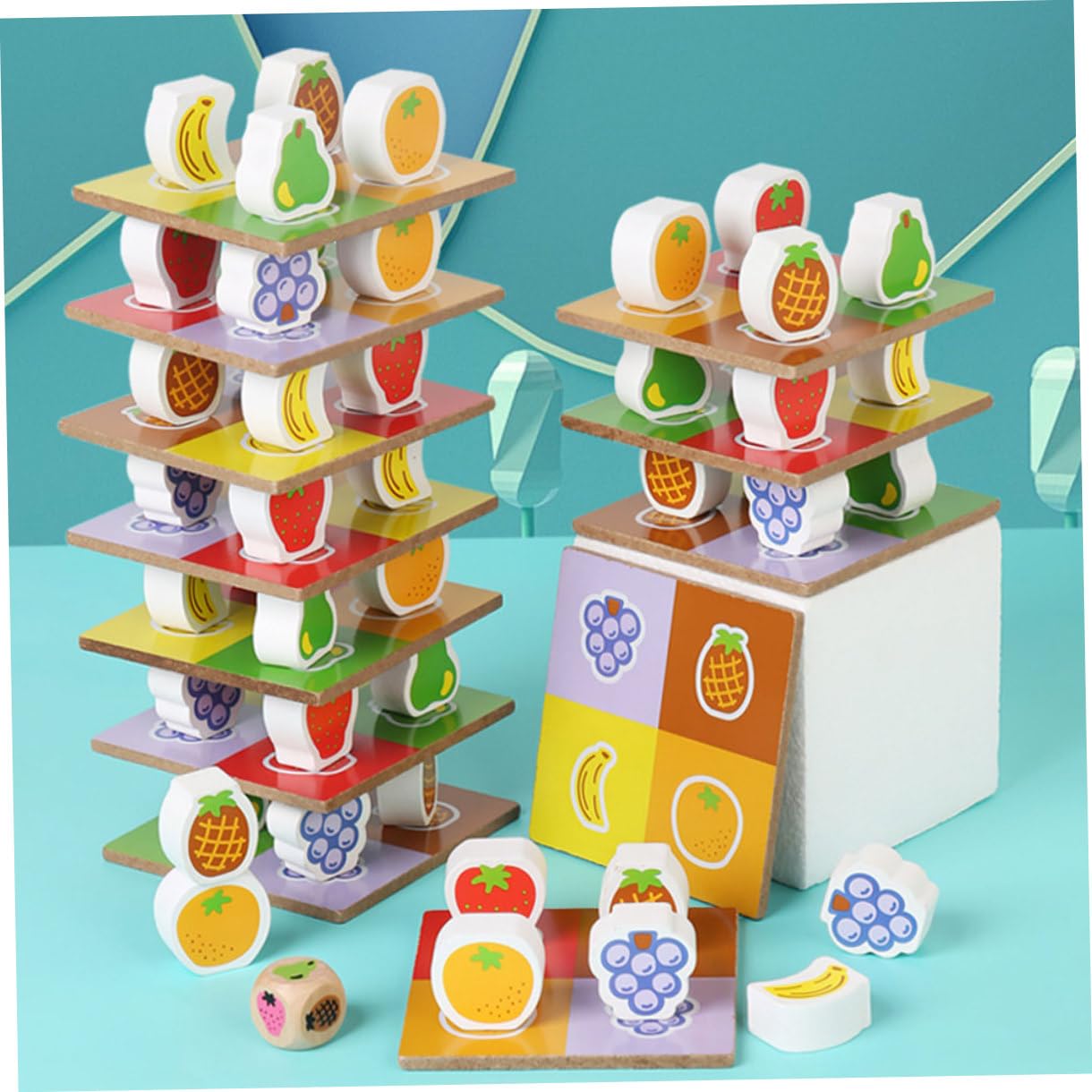 Didiseaon Legno Impilabile con Frutta Educativo per Blocchi Bilanciati per Stimolare Creatività Coordinazione e Adatto Mani Piccole e Attività Montessori