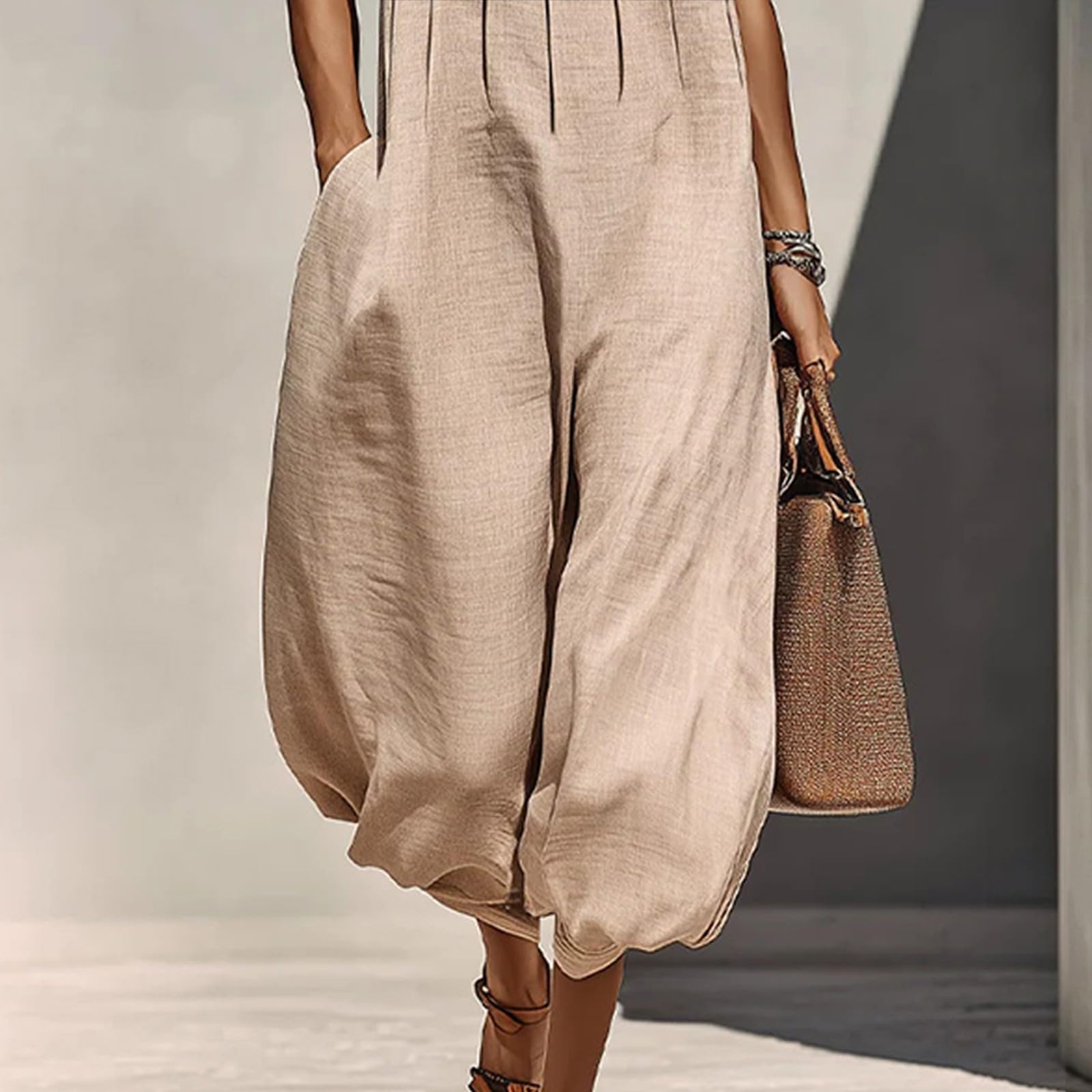 Generisch Jumpsuit Damen Sommer Lang Weites Bein Overall Festlich Elegant
