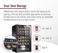 Vista 3 de Wine Enthusiast Enfriador de vino con compresor MAX de doble zona de 32 botellas, mini refrigerador independiente con pantalla táctil digital