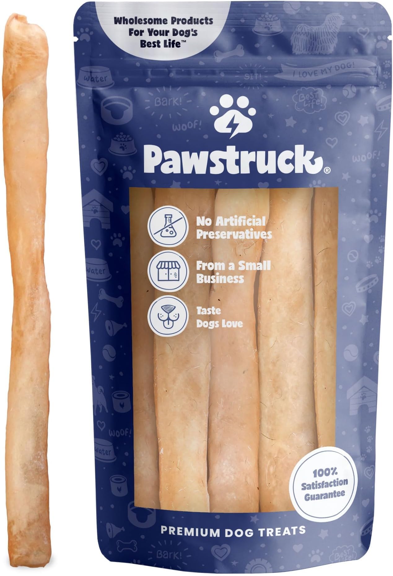 Pawstruck Natural Large 12" Beef Collagen Sticks for Dogs
