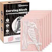 Bobblebro 6PCS 4x6 Rubber Linocut Blocks - Soft Linoleum for Easy Printmaking, Stamp Carving & DIY Art Crafts