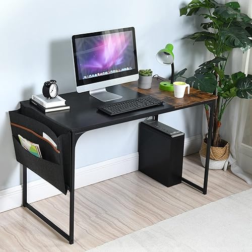 Miniatura 4 de Homy Casa Inc Escritorio para computadora de 47 pulgadas, mesa de estudio con una bolsa de almacenamiento, ahorro de espacio para oficina en casa,