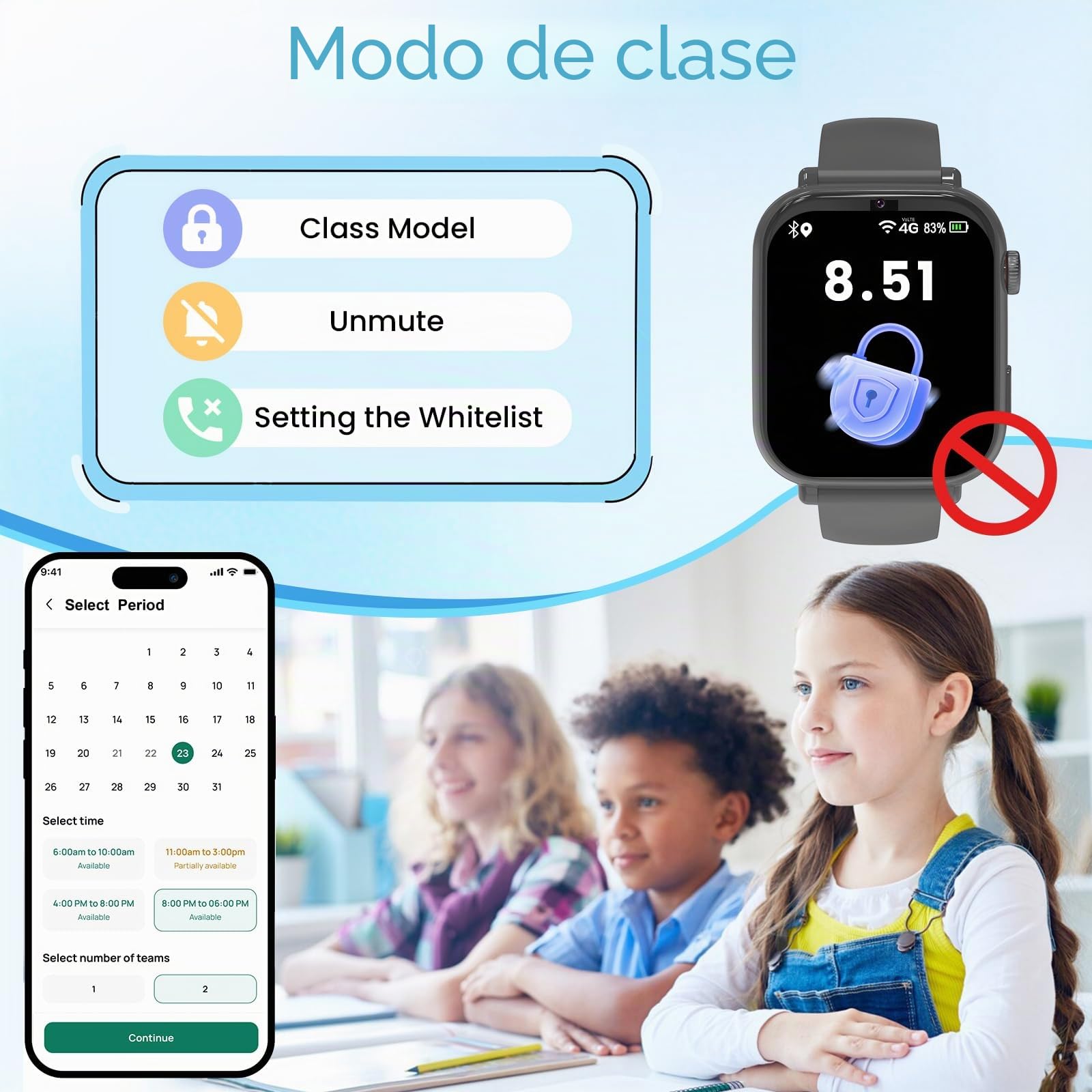 Smartwatch Niños 4G Llamadas, Reloj Inteligente Niño con GPS Telefono | Videollamada SOS Chat de Voz Modo Clase Cámara Cronómetro Podómetro, Reloj Infantil Niño Niña de 4 a 12 Años Negro
