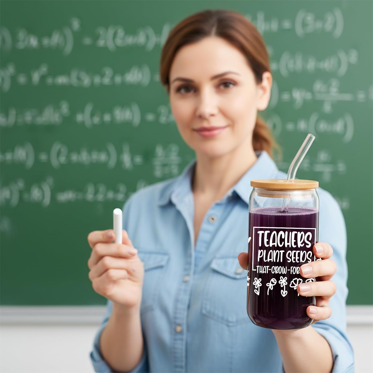Teacher Appreciation Tumbler Set - 16oz Glass Coffee Mug with Lid and Straw - for Teacher Gifts, Graduation Gifts - Image 6