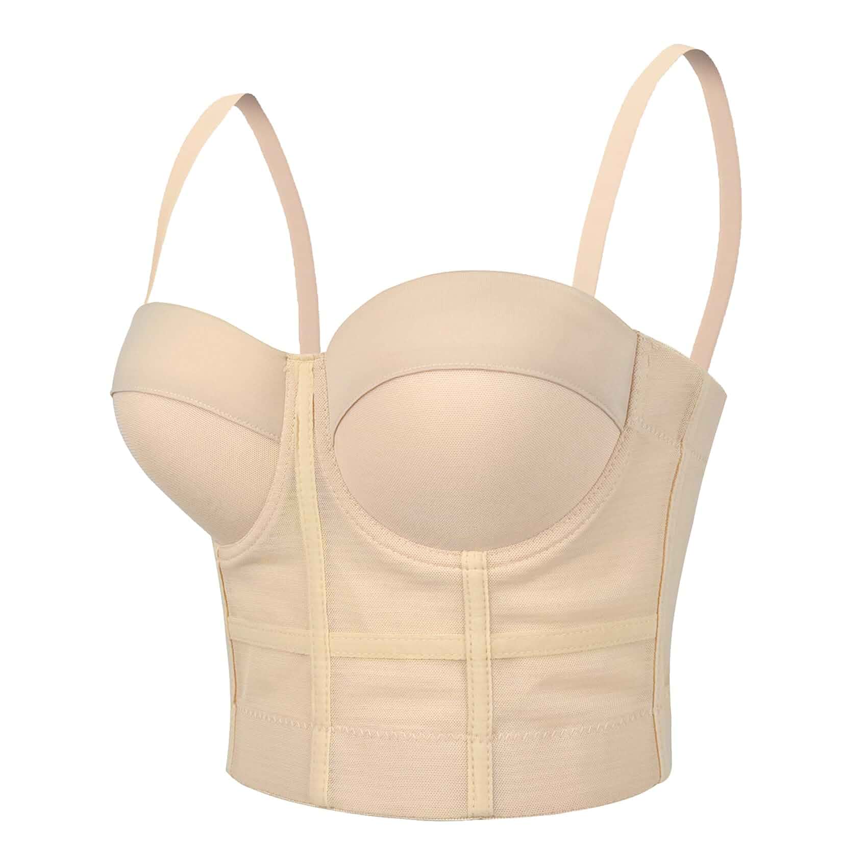 VEENDEO Women's Mesh Breath Push up Bustier Corset Crop Top Club Party Vest