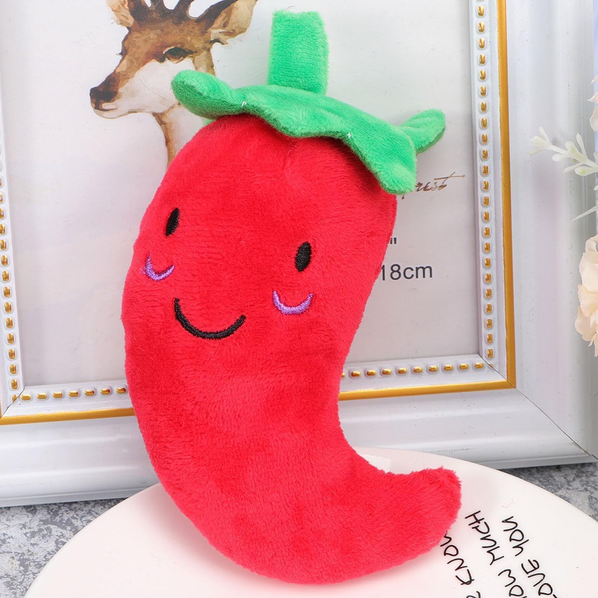 Dwang Plush Chilli Toy Fruits and Vegetables Dog Squeaky Toys Plush Chili Eggplant Corn Puppy Dog Toys for… - Image 4