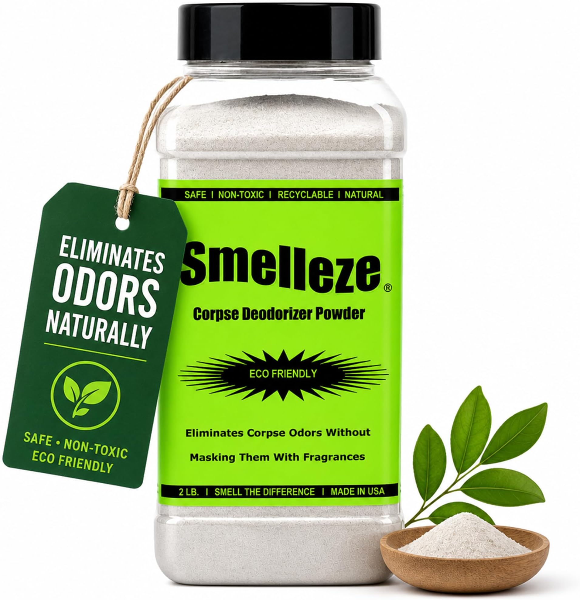 SMELLEZE Corpse & Cadaver Odor Absorber Powder, Fragrance-Free, 2 lb | Absorbs corpse, cadaver & human-decomposition odor at the source instead of masking it with perfume