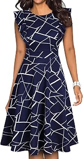 YATHON Women's Vintage Ruffle Floral Flared A Line Swing Casual Cocktail Party Dresses Price In India