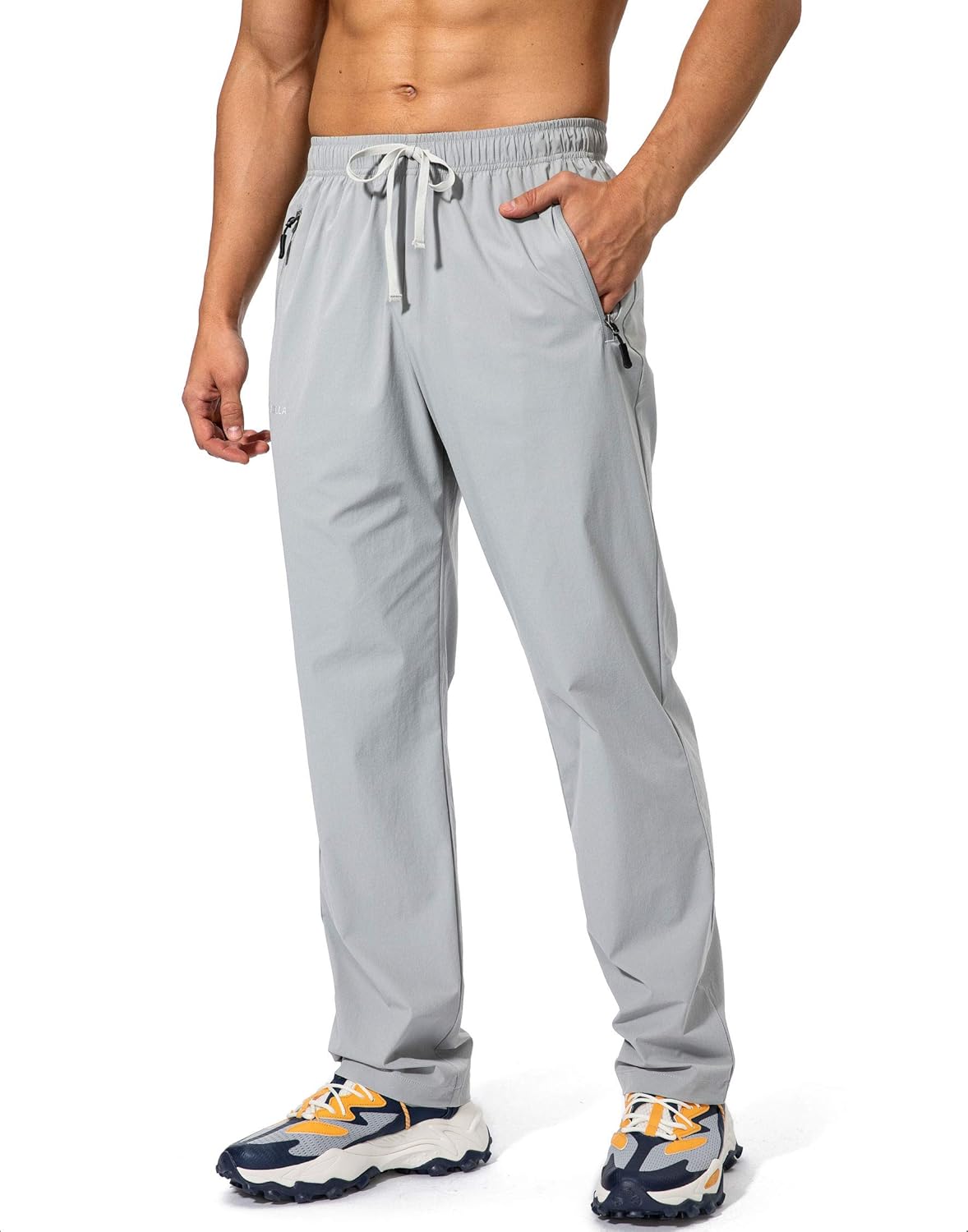 Pudolla Men's Workout Athletic Pants Elastic Waist Jogging Running Pants for Men with Zipper Pockets - Image 2
