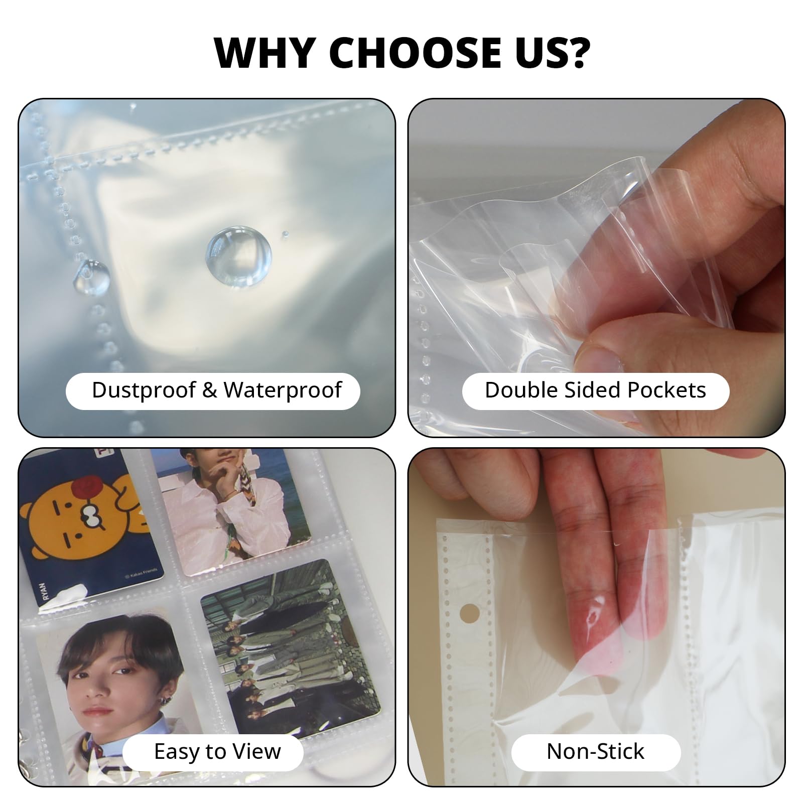 50 Pack A5 Photo Card Binder Sleeves, 400 Pockets Clear Double-Sided 4 Pocket Photo Pages - Image 3