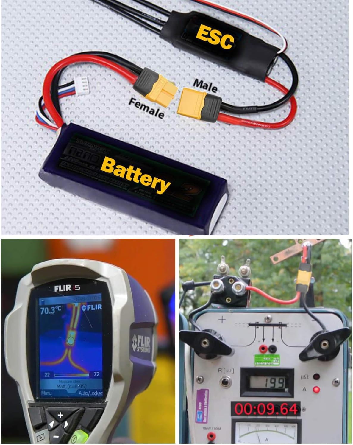 Lot de 12 paires de connecteurs XT60H, XT60H (mise à niveau XT60) mâle femelle avec gaine