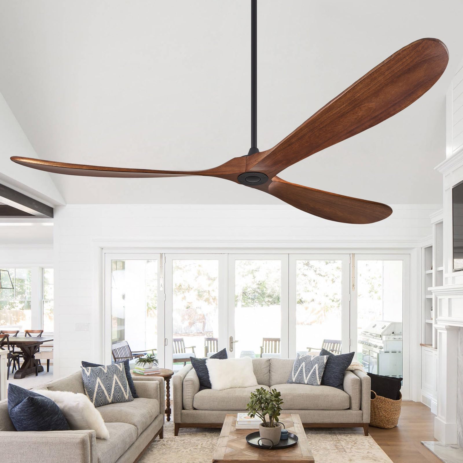 ABZ Wood Ceiling Fans without Lights, 84 Inch Extra Large Ceiling