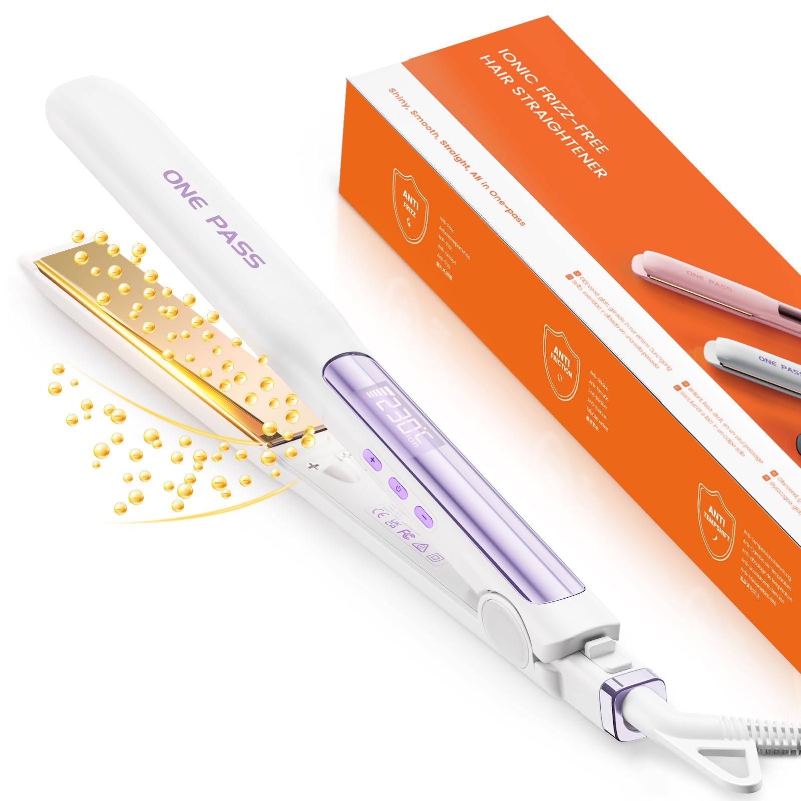 Faszin Piastra per Capelli Professionale in Titanio 30mm, 2 in 1 | Riscaldamento rapido 20s, tecnologia ionica anticrespo, sensore NTC, doppio voltaggio, ideale per capelli spessi o in viaggio