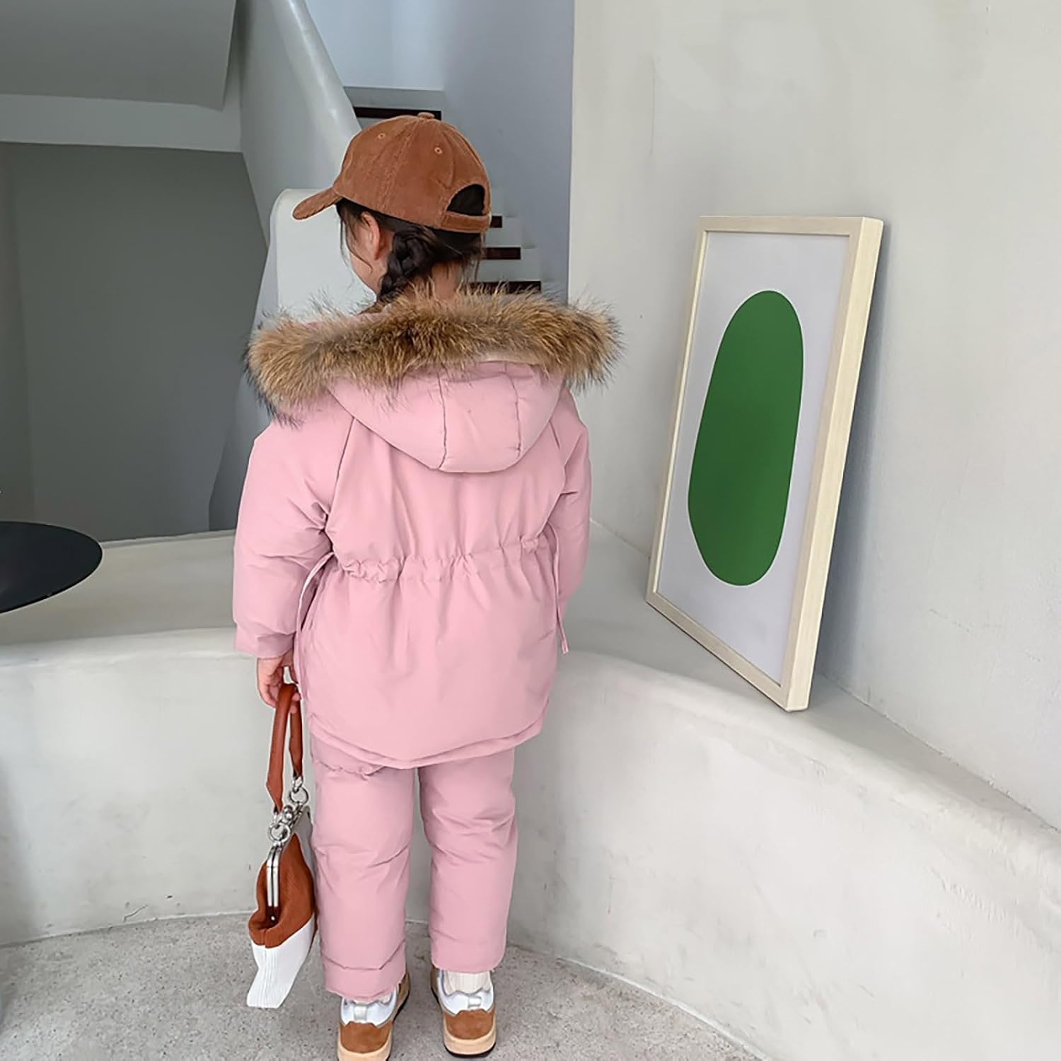 Toddler Snowsuit Boys Girls Hooded Puffer Jacket Water-Resistant Coats and Snow Pants 2-Piece Winter Warm Windproof Outfits