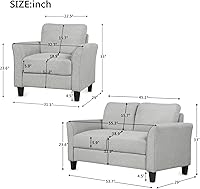 Vista 7 de Evedy Moderno juego de 2 piezas con reposabrazos sofá biplaza individual para sala de estar adecuado para dormitorio sala de estar gris claro