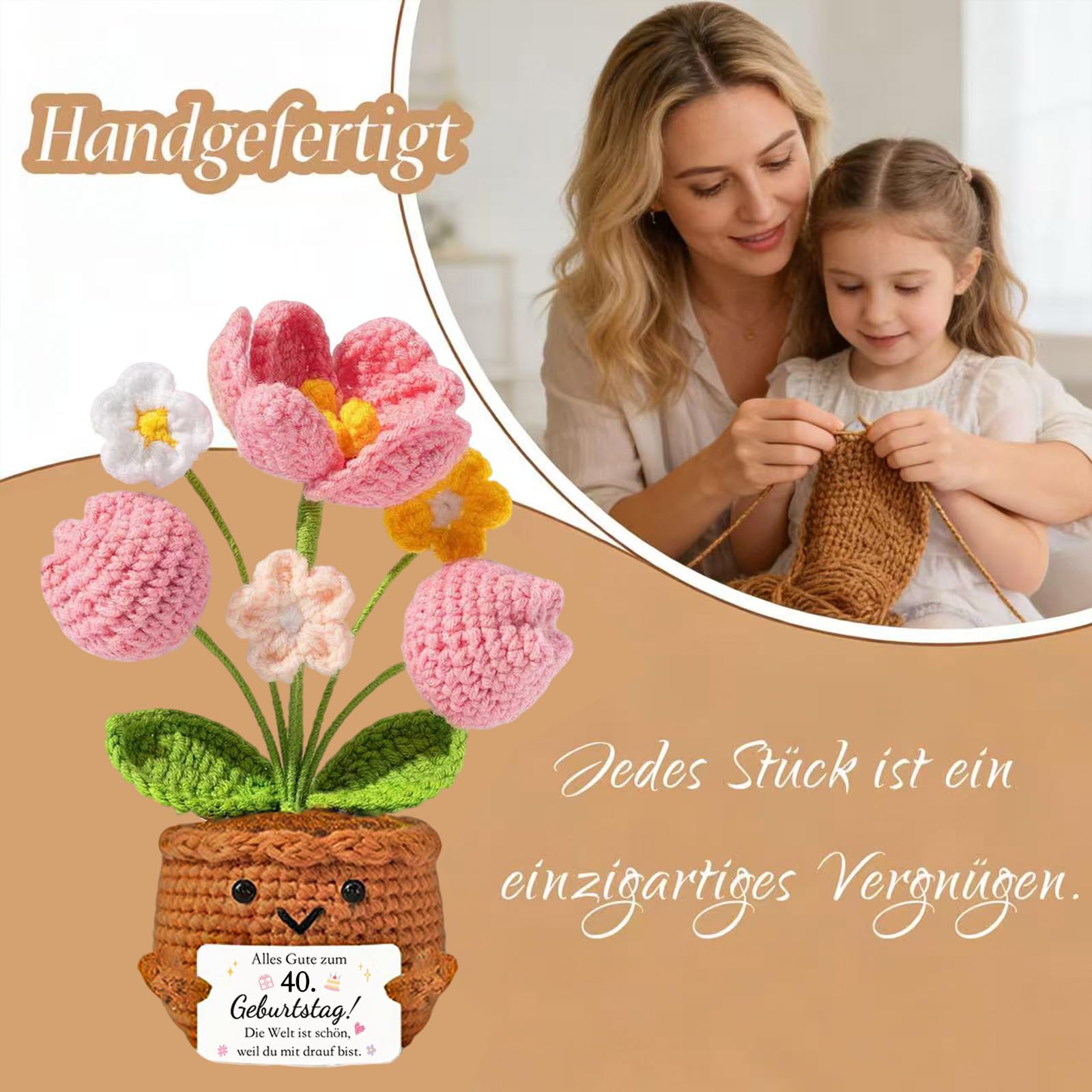 QUANMAITONG 40 Geburtstag Frauen Männer, Glücksbringer Pocket Hug Geschenk 40 Geburtstag Frau Mann, 40 Geburtstagsgeschenk Für Frauen Frau, Ehefrau,Mutter Schwester,Kollegen (40) - 3
