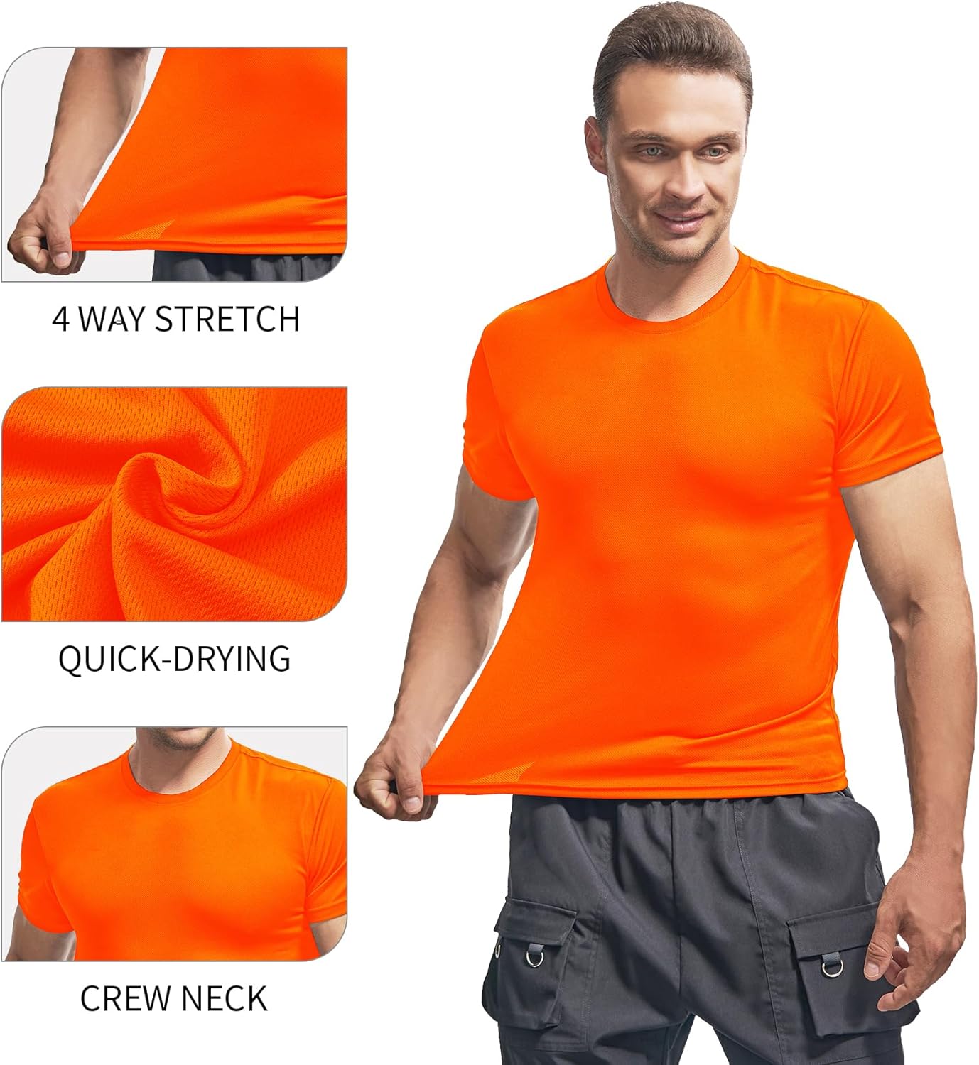 Gary Com 5 Pack Mens Workout T Shirts Dry Fit Gym Short Sleeve Shirt Running&Cycling Athletic Tops for Man
