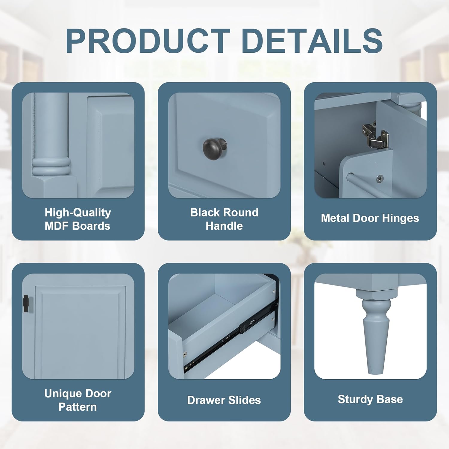 Harper & Bright Designs 30" Bathroom Vanity with Sink, Free Standing Bathroom Vanity Set with Flip Drawer, 2 Drawers, and Adjustable Shelf, Storage Cabinet with Ceramic Basin for Bathroom, Blue Grey
