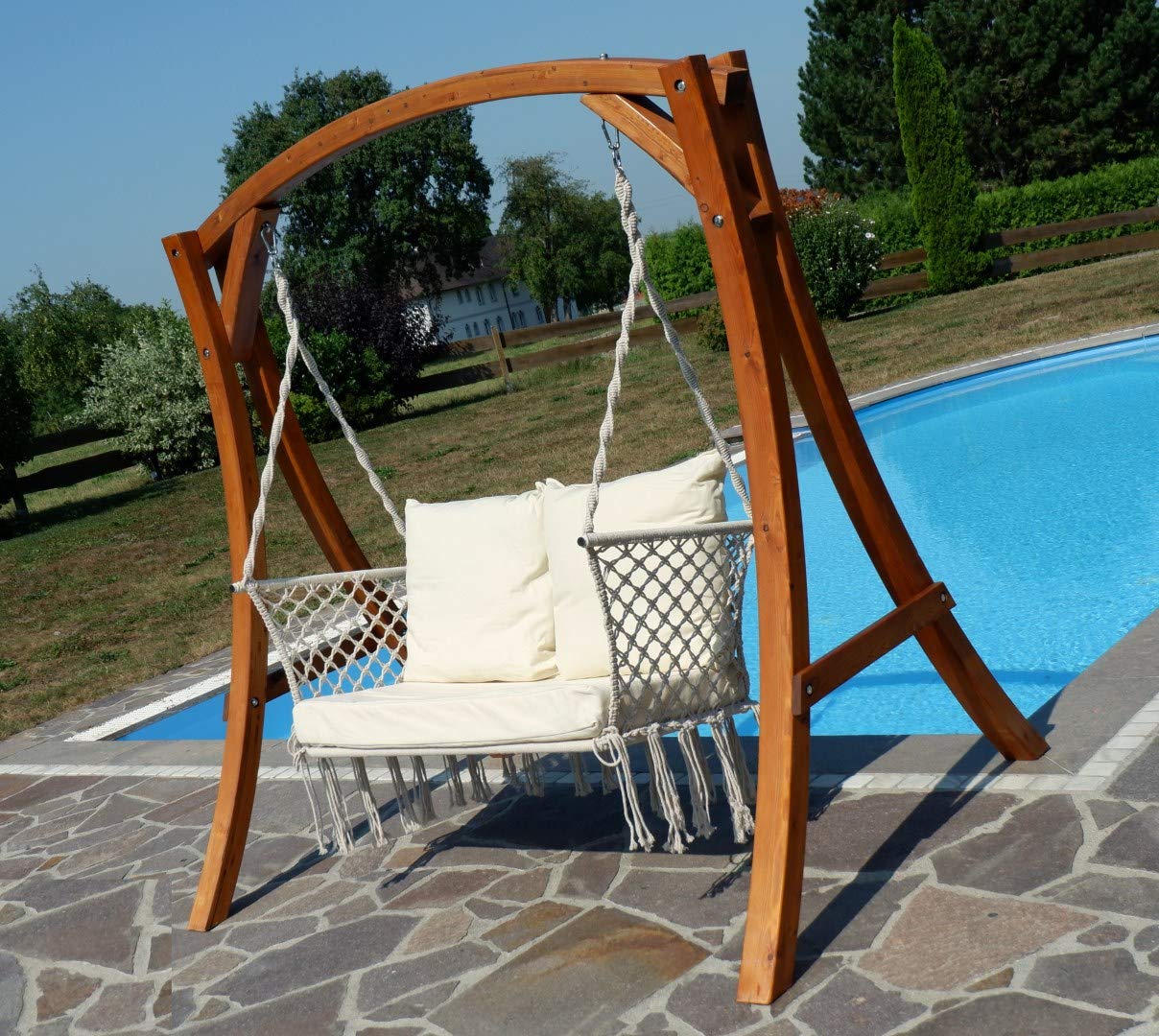 ALEOS. Design Hollywood Schaukel mit Sitzbank Waikiki aus Holz Lärche von AS-S