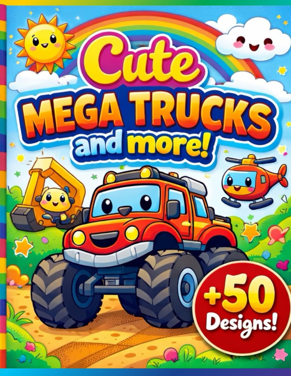 Cute Mega Trucks and More!: a Fun Coloring Book For Kids and Toddlers, Ages 3-8, Creativity Booster!