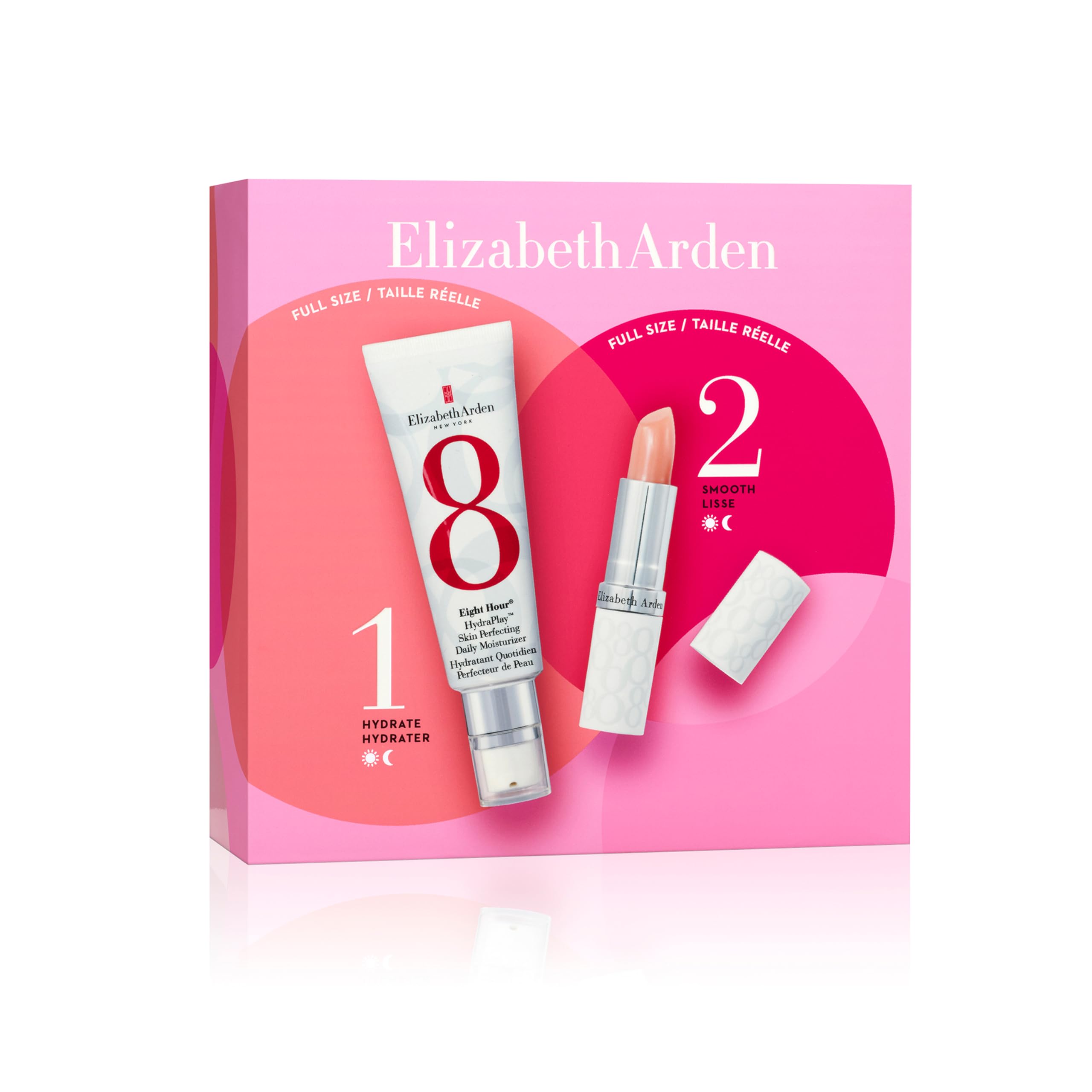 Elizabeth Arden, Set Regalo Eight Hour, Duo Essenziale, HydraPlay Crema Idratante Quotidiana per la Pelle e Balsamo Labbra SPF 15, 3,7g